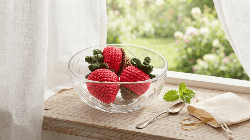 Free Crochet Chocolate Dipped Strawberry Pattern by EmmaS Dolls