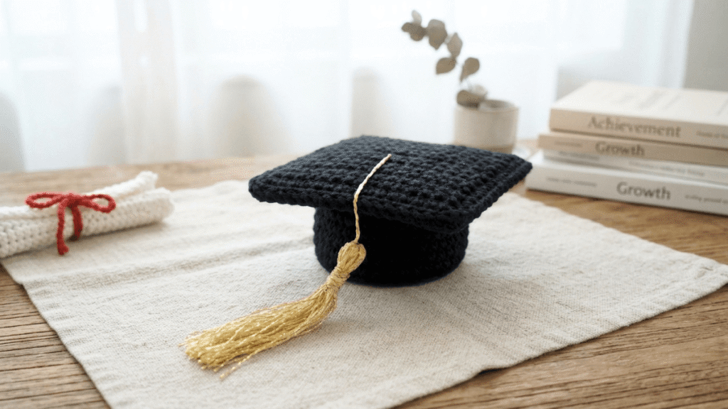 Free Graduation Hat Crochet Pattern by EmmaS Dolls
