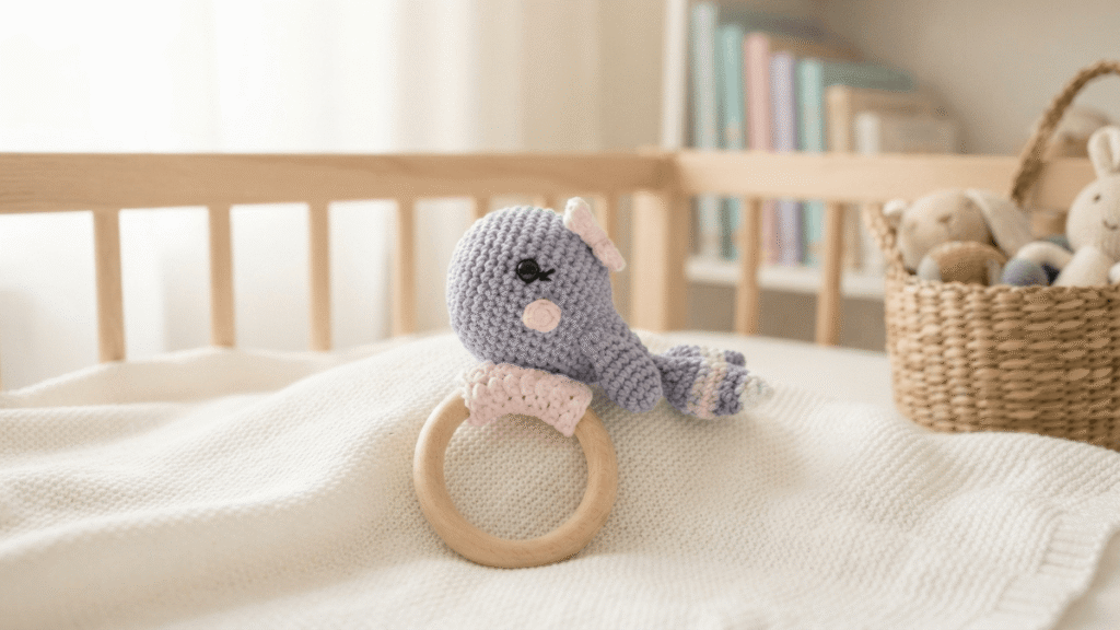 free whale crochet rattle pattern by EmmaS Dolls